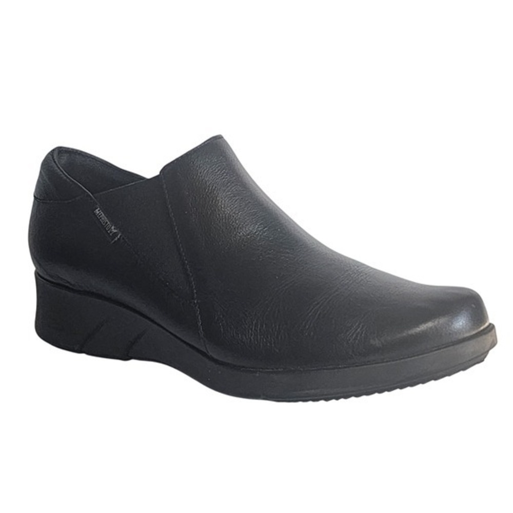Mephisto Nellie Black Leather Slip On Wedge Booties Shoes Womens 8.5 74913177